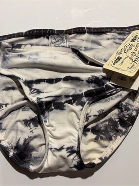 Lucky Brand Black and White Tie-Dye Bikini Bottom